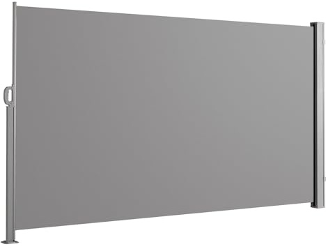 SVITA Seitenmarkise ausziehbar Sichtschutz Balkonmarkise Sichtschutz Sonnenschutz UV50+Terrasse 300x180cm Hellgrau