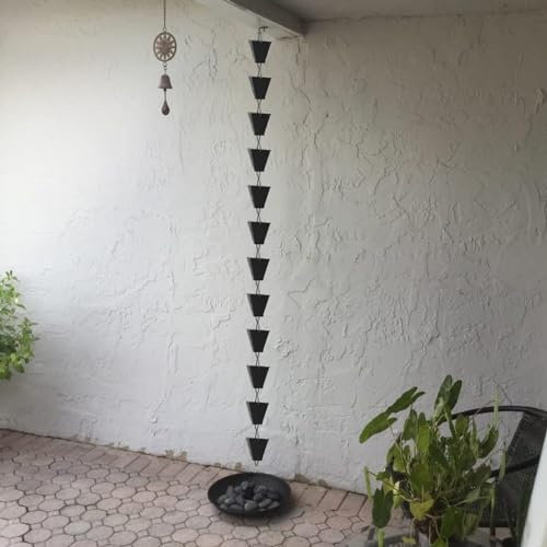 Blazea Regenablaufkette Hängende Quadratische Regenkette aus Aluminiumlegierung, Ersatz für Dachrinnenfallrohre, 1 M 2 M 3 M 4 M 5 M Regenfängerkette, Moderne Regenrinnen-Tropfketten(3.5m (11.5ft))