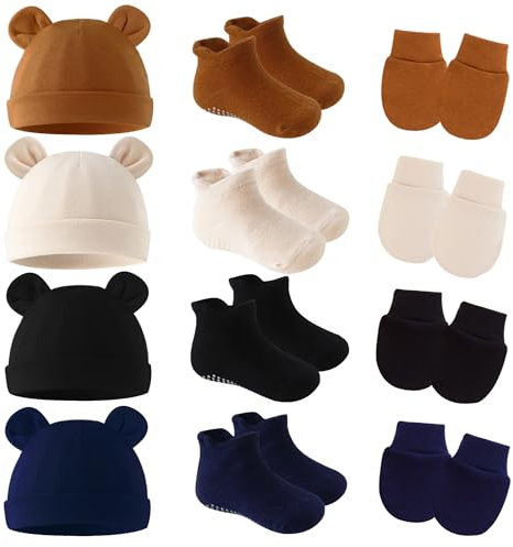 SEAUR Babymütze Newborn Baby Handschuhe Set Neugeborene Mädchen Jungen 0-6 Monate Beanie Hut Baumwolle Süß