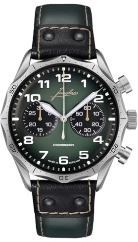 JUNGHANS Meister Pilot Chronoscope Fliegeruhr für Herren Grün 27/3492.00