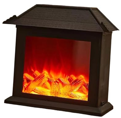 F Fityle Effet de flamme de lumières de cheminée, lanterne de cheminée, petite fausse cheminée avec scintillement LED, décoration de Noël, fêtes sur, Toit Plat