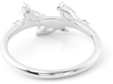 Wycian Trauringe Frau, Hochzeit Ringe Platin 9 Karat Weißgold Größe 65 (20.7) Moissanit Marquiseschliff Weiß Gravur Für Abschluss
