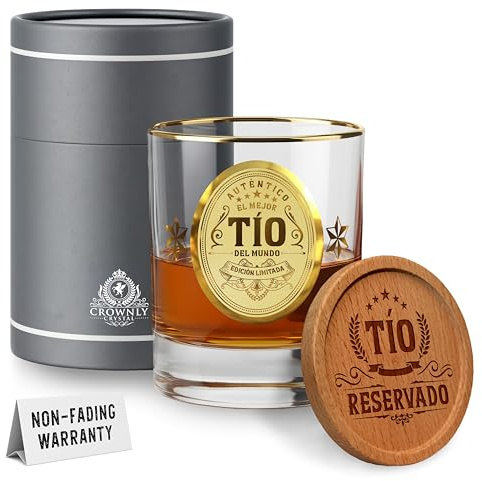 CROWNLY CRYSTAL® Regalos Para Tio Originales Vaso Whisky Vasos Personalizados Regalos Para El Tio Mejor Tio Regalos Personalizados Regalos Originales Regalo Hombre Cumpleaños Regalos Para Hombre