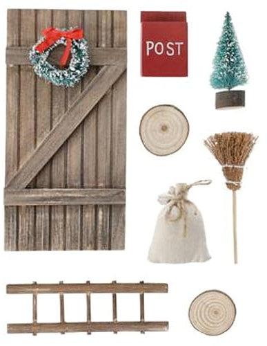 Macosa CP30901 Wichteltür Set 18 cm Komplettset Miniatur Wichtelzubehör magischer Eingang für Weihnachtswichtel Dekoration Weihnachten Advent Weihnachtsdeko Wichteltür