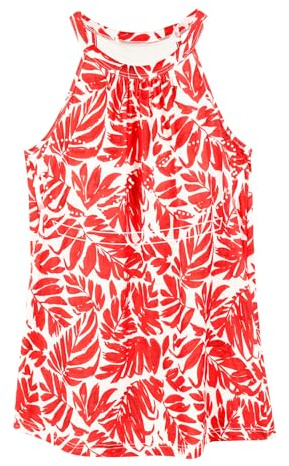 ANYFITTING Dam Sommartröjor med Inbyggd Behå, linne Utan Rygg, ärmlösa Skjortor, Camisole Blus, BH-Skjortor för Kvinnor Rött tryck M