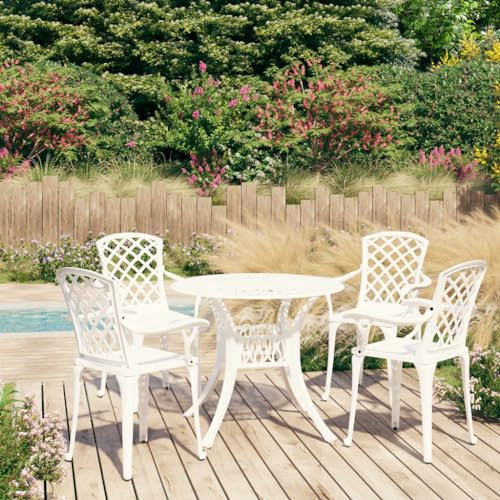 5-teiliges Bistro-Set aus Aluminiumguss, weiß, Gartenmöbel, Outdoor-Essgruppe