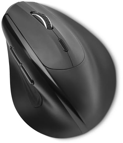 Amazon Basics Vertikale kabellose Computermaus für Laptop und Schreibtisch-PC, 6 Tasten, Rechtshänder, Geeignet für mittlere bis große Handflächen, Schwarz