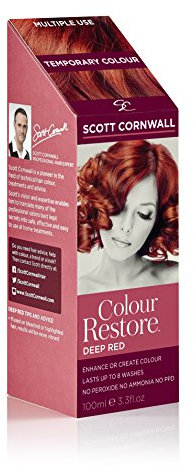 Scott Cornwall Colour Restore Deep Red Hair Dye Cream, Ammonia-Free Vegan Formula with Red Pigments, 100 ml