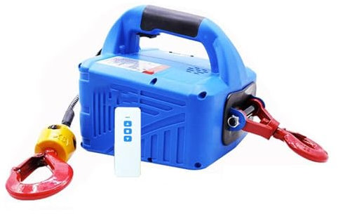 SRFTT 500 kg tragbarer Mini-Elektrozug für den Haushalt, kabellose Fernbedienung, 1500 W, 7,6 m, 5 m/min, Kleiner Kran, Drahtseilkran, 500 kg, 7,6 m