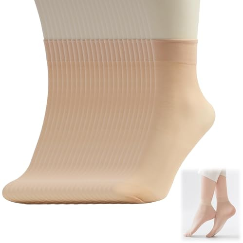Nylonstrumpor dam, 12 stycken fina strumpstrumpor, strumpor, damstrumpor, fina strumpor med ventilerande fotområde, hudfärgad design, halkfria effekt, strumpor, perfekta för dagligt bruk
