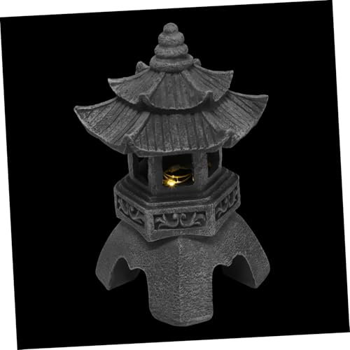 BESPORTBLE Lámpara De Torre De Piedra Solar Zen Decoración Asiática para Jardín Patio Estatuas De Pagoda De De Piedra para Exteriores Luz De Jardín para Balcón