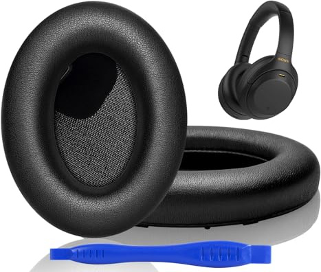 Ersatz Ohrpolster für Sony WH-1000XM4 (WH1000XM4) Over-Ear-Kopfhörern, Kopfhörer Ersatzpolster mit weichem Proteinlederund Memory-Schaum, Schwarz