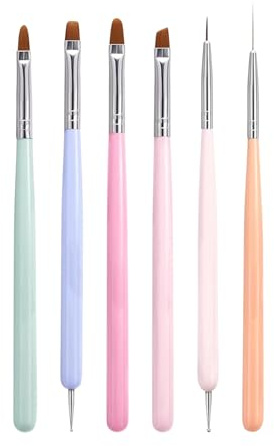 Pen Per Bellezza, Set Di Pennelli Intagliatura In Gel A 6 Pezzi, Strumenti Di Manicure A Due Teste, Penne Per Nail Arts Di Precisione Con Selettore Di Strass, Punte In Acciaio Inossidabile Durevole, S
