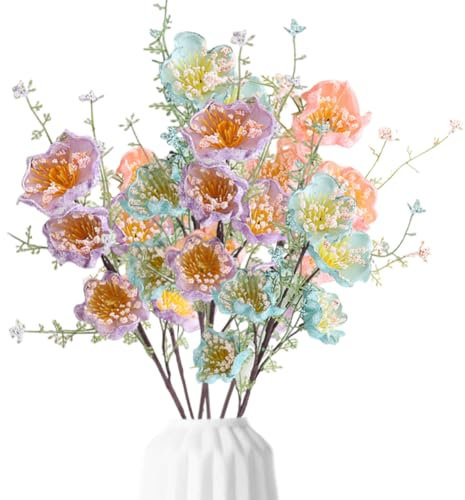 Magicherry Künstliche Azaleen-Blumen, 6 Zweige, fühlen sich echt an, 60 cm langer Stiel, künstlicher Rhododendron-Blumenstrauß für Vasen, Blumenarrangement, Frühling, Zuhause, Tischdekoration