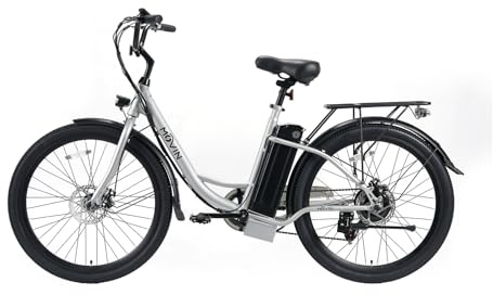 C1 Electric Bike - City Bike, White, 7-Speed, 6-8hr Charging Time, 55km Range, Up to 25km/h, Anti-Skid Tires - Electric Bicycle for Men and Women - EB017S261W [2025]