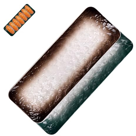 TOYANDONA 2 piezas Platos de Japoneses para Sushi Bandejas Decorativas para Servir Sushi y Aperitivos Color Verde y Marrón Resistentes y Fáciles de Limpiar para Fiestas y Uso Diario