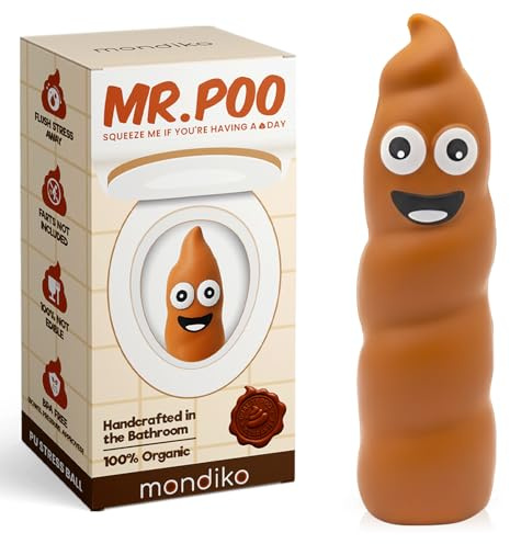 Mr. Poo Squishy Toy - Funny Stress Ball for Kids & Adults - Soft Stress Relief & Sensory Fidget Toy, Christmas Stocking Filler Slow Rise Stretchy Poop Novelty Gift for Teen Boys Girls - Mondiko®