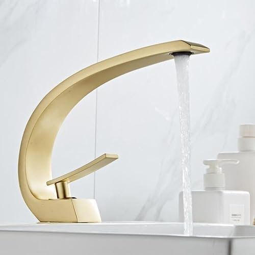 Bathroom Basin Mixer Tap Brass Chrome Faucet Brush Nickel Sink Taps Vanity Hot Cold Water Faucets(Brushed Gold)