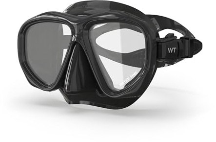 WATER TIME UV Schutz Taucherbrille für Erwachsene Kippbare Schnallen | 180° Panorama REVO Gehärtetes Glas, Wasserdichtem Silikon Schnorchelmaske, Anti Nebel Klarem Sichtfeld, Anti Leck