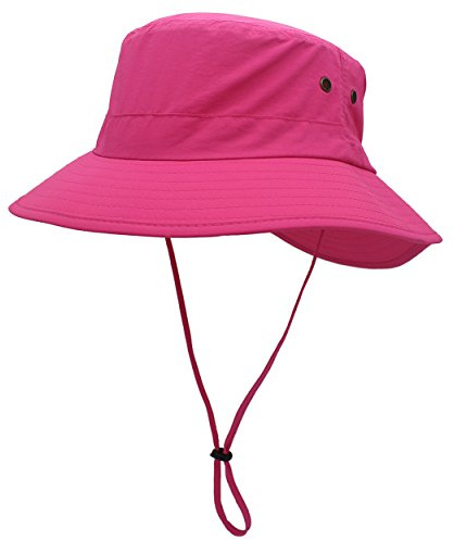 Magracy Unisex Damen Sonnenhut UPF 50+ Sommer Breiter Krempe Eimer-Hut für Frauen Safari-Hüte Fischerhut Rosenrot