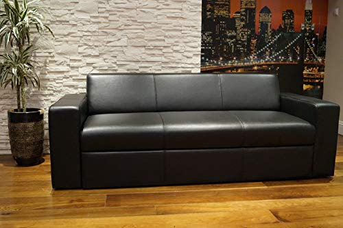 Quattro Meble Schwarz Echtleder 3 Sitzer Sofa Antalya I FS Breite 200cm Ledersofa Echt Leder Couch große Farbauswahl !!!