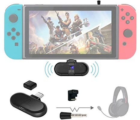 Adaptador Inalámbrico Bluetooth para Nintendo Switch, Route+ Pro USB C Bluetooth Dongle, Wireless Transmisor y Receptor de Audio aptX con Micrófono para PC, Auriculares Bluetooth, Altavoz