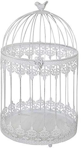 Deko-Vogelkäfig Frida weiß Shabby chic Käfig mit Ornamentmuster Landhaus - Gross