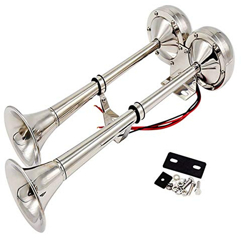 YIYIDA Autohupe elektrisches horn hupe elektrisches Auto/Marine Edelstahl 304 Doppelhorn car horn autohupe schiff elektrische hupe für 12V car ladungsrad LKW transporter boote züge yacht Schiff ect