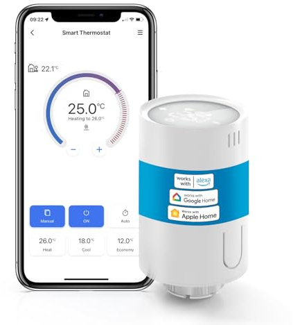 Meross smartes Heizkörperthermostat benötigt Hub, WLAN Heizungsthermostat Kompatibel mit HomeKit, Alexa und Google Assistant,Sprachsteuerung Zeitpläne Automation Fensteröffnungserkennung, M30*1,5mm