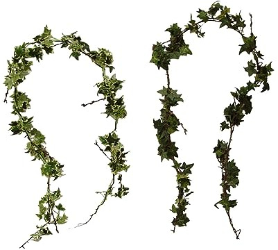 CONJUNTO 2 ARTIFICIAL PLANTAS COLGANTE MATA HIEDRA IVY GARLAND VERDE OSCURO + VERDE AMARILLO