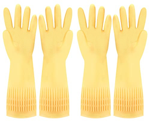 Discoball Gummi-Geschirrhandschuhe, wasserdicht, extra lang, 2 Paar S
