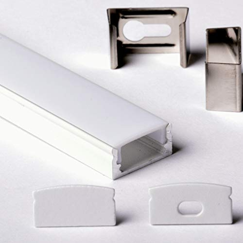 Aftertech® 3m 3 Meter 1708 ALUMINIUMPROFIL FÜR LED STRIP STRIP RIGID BAR 3MT + ABDECKUNG (1708B BIANCO Abdeckung BIANCA)