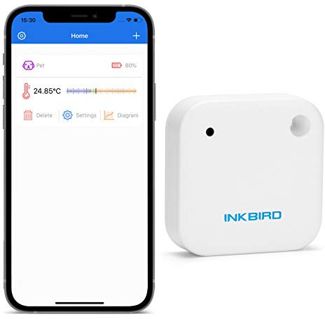 Inkbird IBS-TH2 Thermomètre Bluetooth Numérique Enregistreur Temperature Magnétique Étanche IPx4 avec Capteur Intelligent Intégré,pour Nourriture,Reptiles,Frigo,Serre,Cave Vin,Terrarium