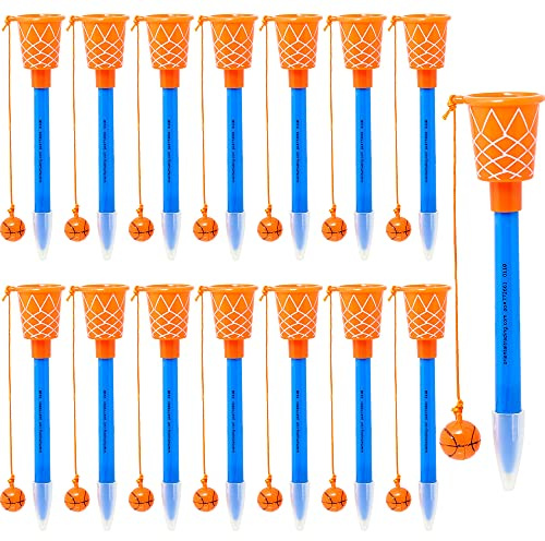 Haconba 24 Pieces Basketball Pens Basketball Hoop Pens Novelty 0.5 mm Black Ink Basketball Pen Plastic Sports Themed Pen for Sports Office School Party Stationery Supplies