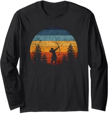 Bogenschießen, Bogensport, Pfeil Bogen, Vintage Retro Design Langarmshirt