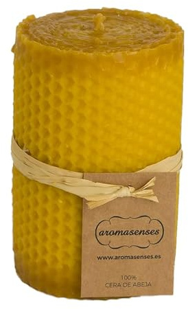 Aromasenses Velas de Cera Virgen | Forma de Panal de Abejas | Hechas a Mano | Sin Tóxicos con Auténtica Cera de Abejas Natural |Estilo Artesanal | Para Crear Ambiente Relajante | Velon 6 cm x 10 cm