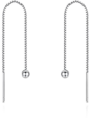 Stäbchen Durchzieher Ohrringe Hängend Silber 925 Rosegold Für Damen Zirkonia Ohrhänger Lange Quasten Einfädler Ohrringe Mit Dreieck/Kreis/Diamanten Anhänger