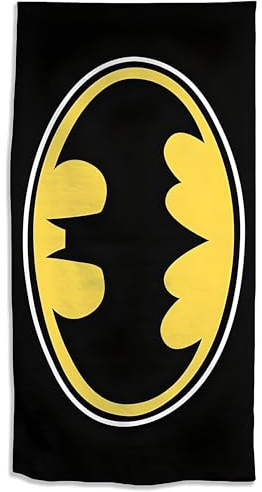 Batman Strand- och badhandduk 70 x 140 cm, 100% bomull | Mjukt och sugande bad- och simhandduk för barn | Officiell Batman handduk | Perfekt för strand, bad och pool