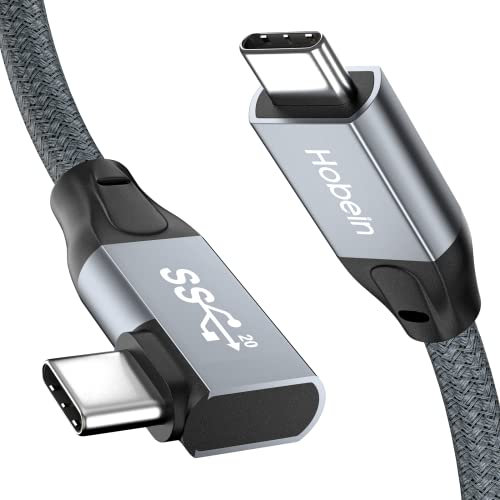 Hobein Rechtwinklig 100W USB C auf USB C Kabel, 90 Grad Design USB 3.2 Gen2×2 Typ C Ladekabel Unterstützt 20Gbps / 4K@60Hz / PD-Aufladung, für OTG, USB C Geräte, Tablet usw (1M)
