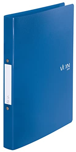 VON Leitz Ringordner A4, Mit 2 Ringen, PP-Ordner, 30 mm Rückenbreite, Für 190 Blatt, Ringmechanik, Für Schule, Studium & Haushalt, 5 Stück, Blau, 42470035