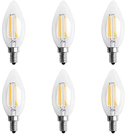 LEYTON 6X Dimmable E12 4W COB Bougie Filament LED Ampoule Lampe 10X3.5cm