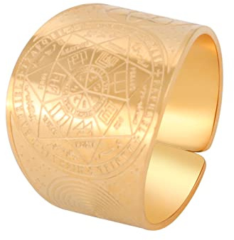 Bague du Sceau des 7 Archanges Bague du Cube de Metatron Bague du Sceau de Lilith Symbole Biblique Bague Amulette Talisman Bague Religieuse Bijoux en Acier Inoxydable Cadeaux pour Hommes Femmes