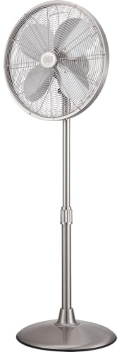 Good Housekeeping (92654-BN) All-Metal 16 Living Dining Conference Room Pedestal Stand Fan with Wide Oscillation, 3-Speed Settings & Weighted Base (Brushed Nickel)