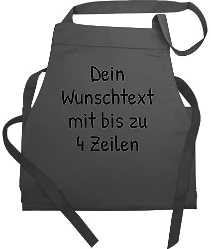 Schürze - Aufdruck selbst gestalten - Wunschdruck Text Namen I Eigener Text I Custom Text - 60x87 - Anthrazit - personalisierte kochschürze damen wunschtext trinkgeld schürzen