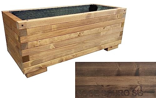 TOTAL WOOD 2012, Jardinera Modelo ISI, en Madera Vidrio Impregnada para Plantas con Vaina Interior, Complemento de Decoración, Made in Italy También a Medida (100x40x40, Nogal Oscuro SG)
