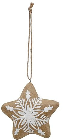 ZauberDeko Christbaumschmuck Kraft Papier Stern Natur Weiß Hängedeko Weihnachten 8cm Hoch, Modell:Modell4