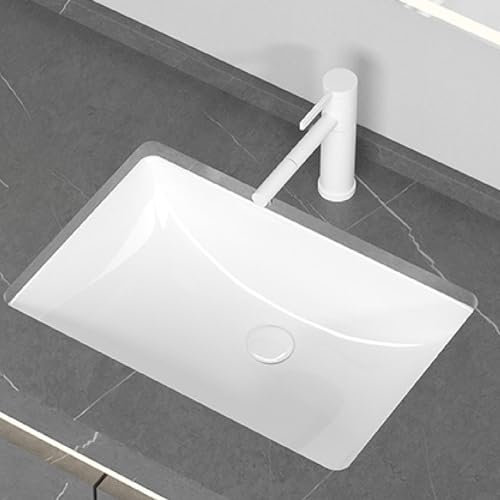 WYRMB Badezimmer-Waschbecken, Keramikwaschbecken, quadratisches Unterbauwaschbecken, eingebettetes Waschbecken für Balkon, Haus, Garten, Bars, Toilette, Hotel, Wohnmobil (weiß, 56 x
