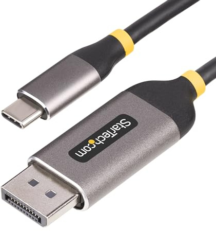 StarTech 3m USB-C auf DP 1.4 Kabel, 8K 60Hz, HDR10 (142-USBC-DP-8K-10F) | 4K 144Hz, DP Alt Mode, USB4, Thunderbolt 3/4, HBR3, DSC, Aluminiumgehäuse, Treiberlos