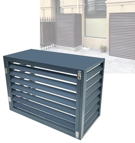 Grande recinzione per condizionatore d'aria in alluminio su 4 lati, copertura per condizionatore d'aria per unità esterne, scaffale decorativo per mensole con copertura superiore (porta singola 1,5 p