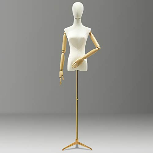 asdchZen Schaufensterpuppe, Schaufensterpuppenkörper, Schaufensterpuppenkörper, Torso, Schneiderpuppe Aus Holz, Kleiderschmuckdisplay Zum Nähen, Einfach Zusammenzubauen,M,Gold/Triangle, D